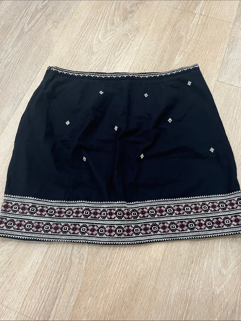 Madewell Black Mini Skirt with Embroidered Hem